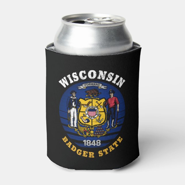 RAFRAÎCHISSEUR  POUR CANETTE DRAPEAU D'ÉTAT WISCONSIN BADGER (Can devant)