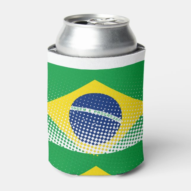 Rafraîchisseur Pour Canette Drapeau Du Brésil Avec Effet Halftone (Can devant)