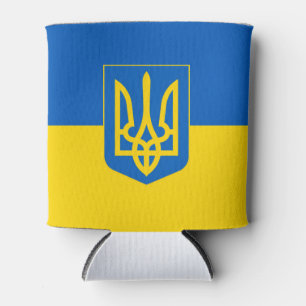 Rafraîchisseur Pour Canette Drapeau ukrainien avec armoiries Trident.