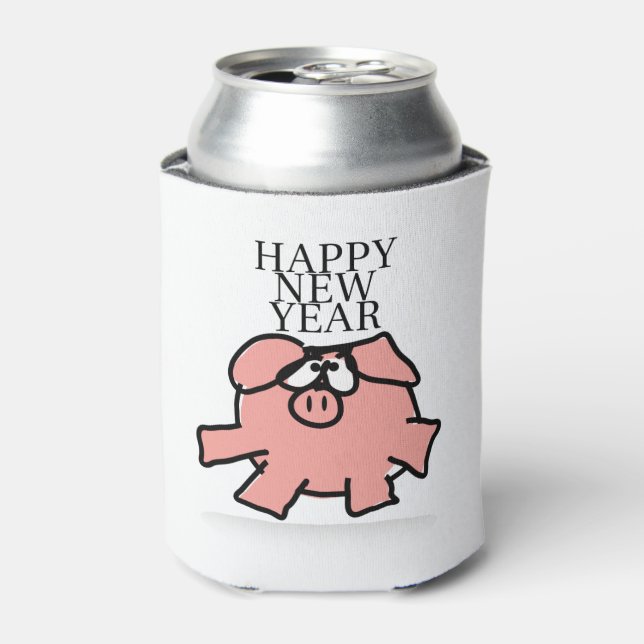 Rafraîchisseur Pour Canette Drôle Cartoon Happy Pig Année peut refroidir (Can devant)