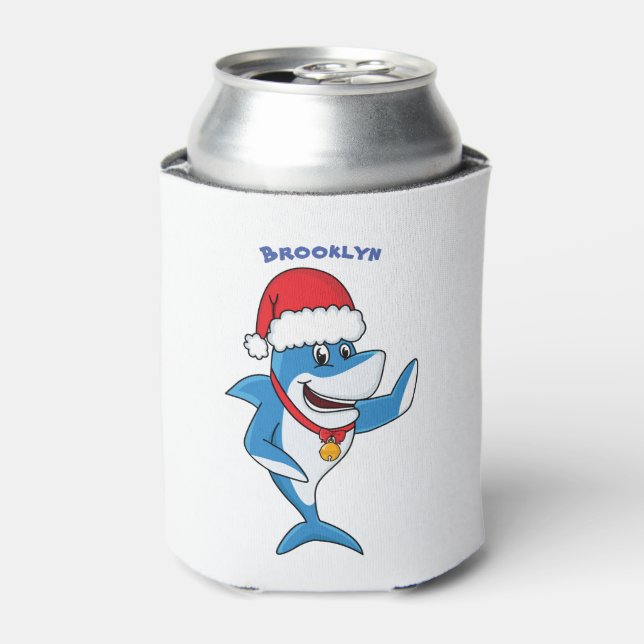 Rafraîchisseur Pour Canette Drôle dessin animé de requin de Noël (Can devant)