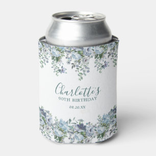 Rafraîchisseur Pour Canette Dusty Blue Floral 90e anniversaire personnalisé