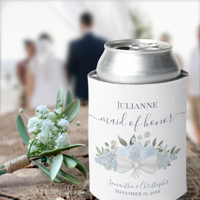 Rafraîchisseur Pour Canette Dusty Blue Floral Élégante femme de Mariage d'honn (Créateur téléchargé)