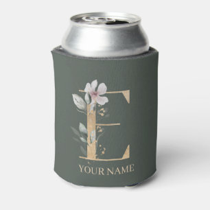 Rafraîchisseur Pour Canette E Monogramme Floral Personnalisé Can Cooler