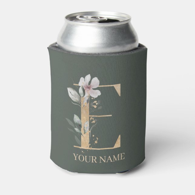 Rafraîchisseur Pour Canette E Monogramme Floral Personnalisé Can Cooler (Can Dos)