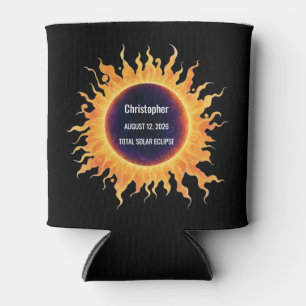 Rafraîchisseur Pour Canette Éclipse solaire totale en aquarelle audacieuse Nom