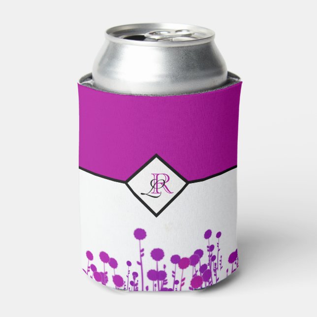 Rafraîchisseur Pour Canette Élégance fleurit : Monogramme personnalisé (Can devant)