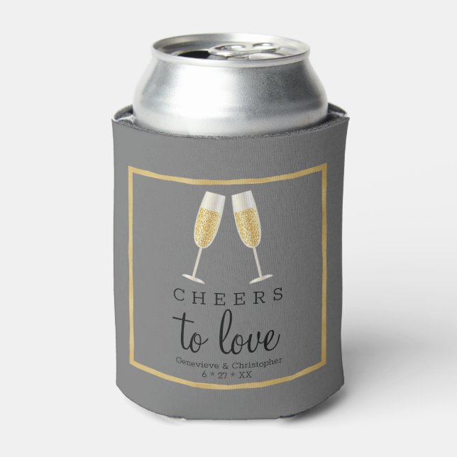 Rafraîchisseur Pour Canette Elégant Cheers to Love Gold Mariage Champagne (Can devant)