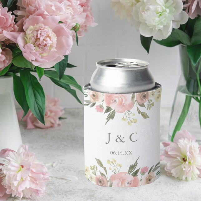 Rafraîchisseur Pour Canette Élégant Floral Blush Peony rose Mariage (Créateur téléchargé)