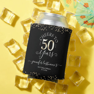Rafraîchisseur Pour Canette Élégant Gold 50e Anniversaire Script Can Cooler