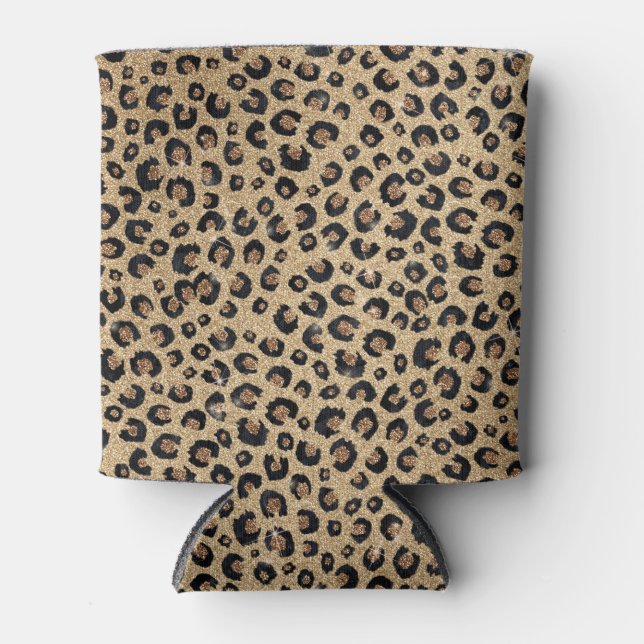 Rafraîchisseur Pour Canette Elegant Gold Glitter Black Leopard (Devant)