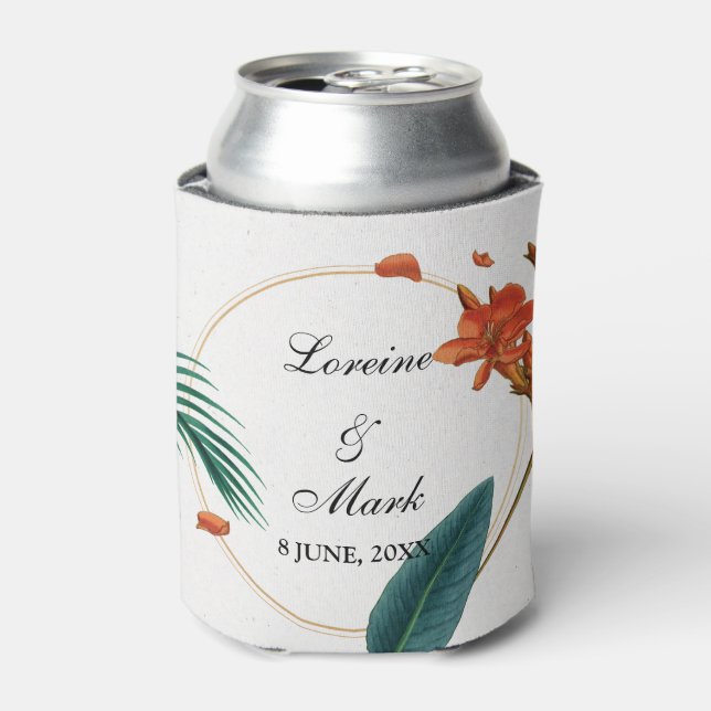 Rafraîchisseur Pour Canette Élégant Mariage floral tropical (Can devant)