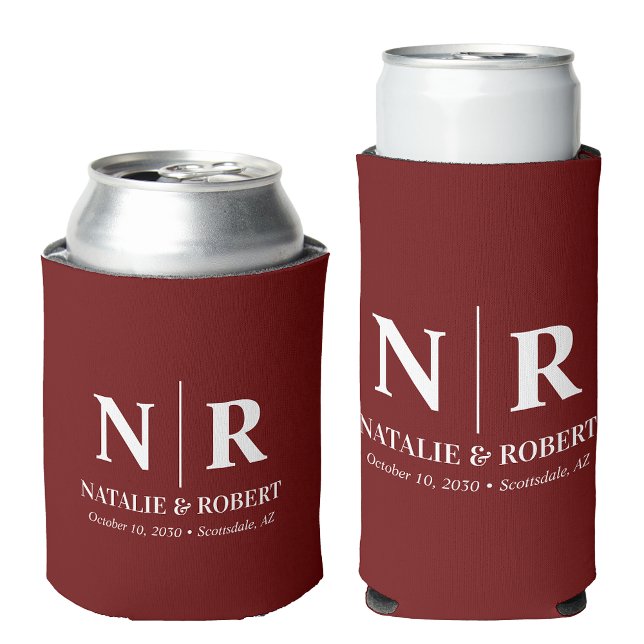 Rafraîchisseur Pour Canette Élégant Mariage Monogramme Mariage Initiales de la (Créateur téléchargé)