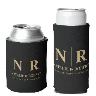 Rafraîchisseur Pour Canette Élégant Mariage Monogramme Mariage Initiales de la