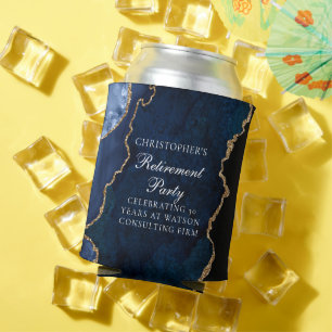 Rafraîchisseur Pour Canette Elégant Marine Blue Gold Agate Retraite Party