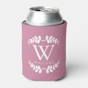 Rafraîchisseur Pour Canette Élégant Monogramme rose Rose antique