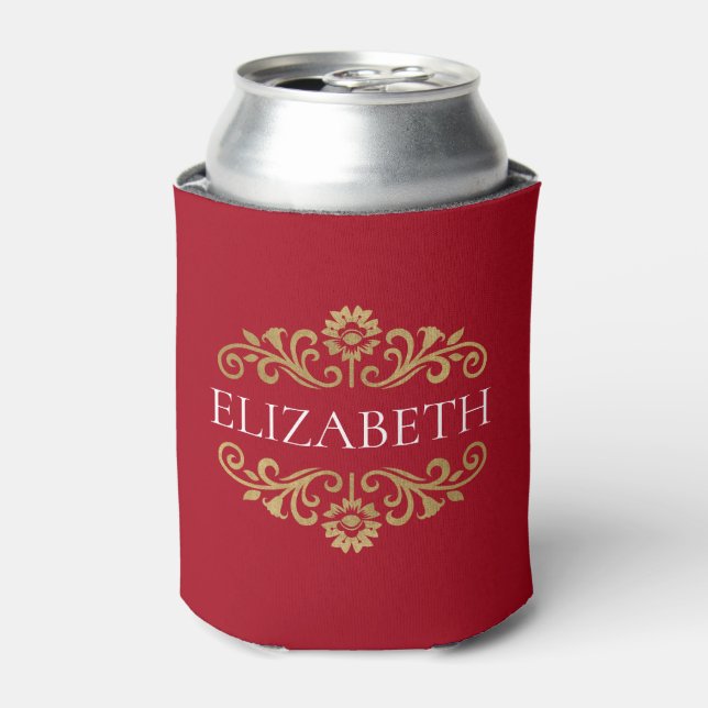 Rafraîchisseur Pour Canette Élégant Monogramme Rouge Or Can Cooler (Can devant)