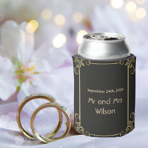 Rafraîchisseur Pour Canette Elégant Or Art Déco Vintage Mariage Can Cooler