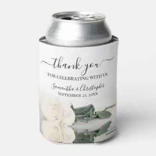 Rafraîchisseur Pour Canette Elégant Rose blanche Romantique Merci Mariage