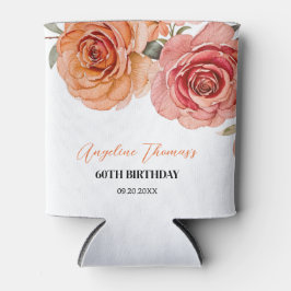 Rafraîchisseur Pour Canette Elégant Rose Floral Rouge Orange