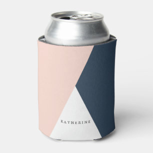 Rafraîchisseur Pour Canette Elégant rose pâle & bleu marine triangles géométri