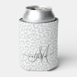 Rafraîchisseur Pour Canette Elegant White Gray Leopard Cheetah Animal Print