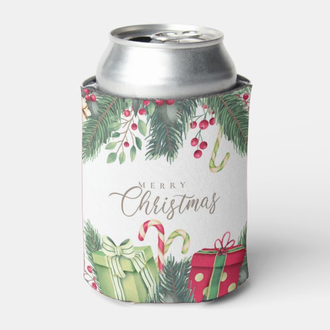 Rafraîchisseur Pour Canette Elégante aquarelle Décorations festives Noël (Can devant)