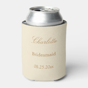 Rafraîchisseur Pour Canette Elégante Crème Beige Bridesmaid Faveur Pouvant Raf