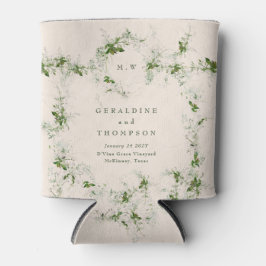 Rafraîchisseur Pour Canette Elégante crème Eucalyptus Monogram Mariage Cadeau