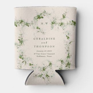 Rafraîchisseur Pour Canette Elégante crème Eucalyptus Monogram Mariage Cadeau