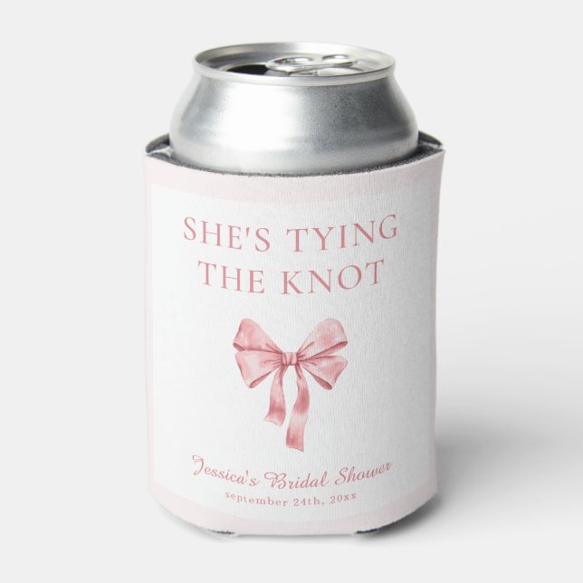 Rafraîchisseur Pour Canette Elle Noue le Nœud Rose Pâle Coquette Shower (Can devant)