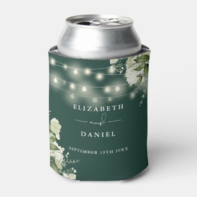 Rafraîchisseur Pour Canette Emerald Green Floral String Mariage (Can devant)