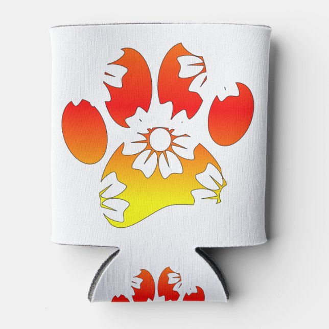 Rafraîchisseur Pour Canette Empreinte de patte de chien floral (Devant)