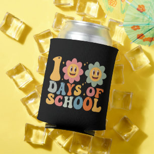 Rafraîchisseur Pour Canette Enseignant Enfants Rétro Groovy 100 Jours D'école