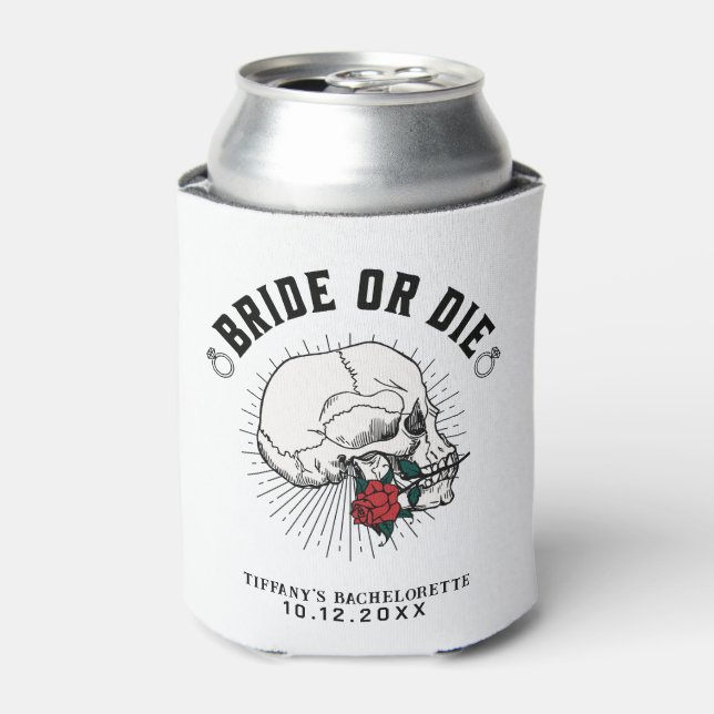 Rafraîchisseur Pour Canette Enterrée de vie de jeune fille crâne Bride or Die (Can devant)