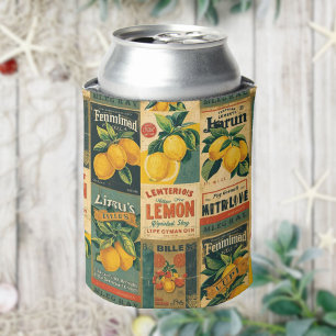 Rafraîchisseur Pour Canette Étiquette de citron vintage – Fruit Citrus rétro 