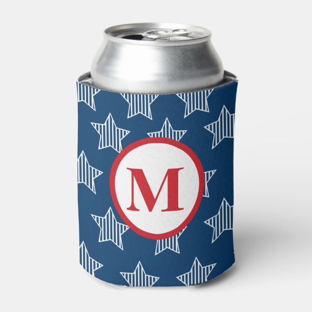 Rafraîchisseur Pour Canette Étoiles et rayures 4 juillet Monogramme (Can devant)