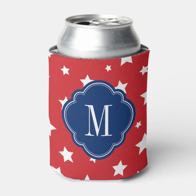 Rafraîchisseur Pour Canette Étoiles patriotiques rouges blanches et bleues Mon (Can devant)
