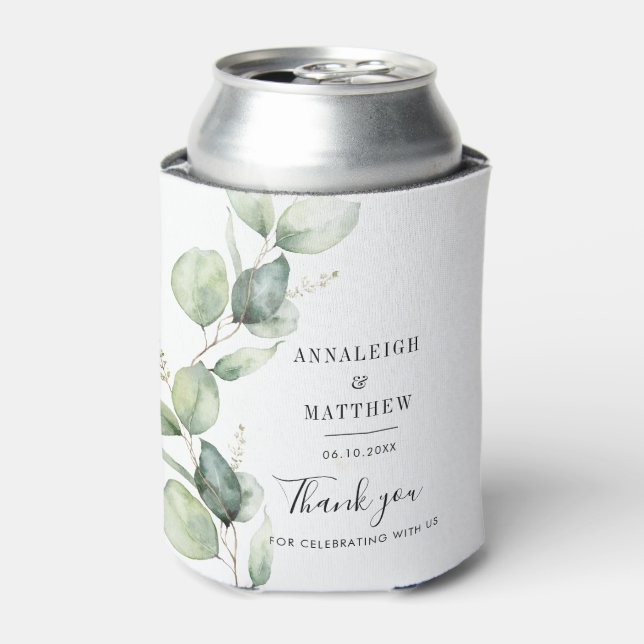 Rafraîchisseur Pour Canette Eucalyptus Aquarelle Verdure Mariage Faveurs (Can devant)