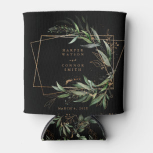 Rafraîchisseur Pour Canette Eucalyptus géométrique or Elégant Mariage noir