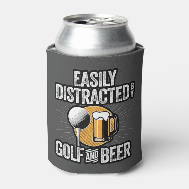 Rafraîchisseur Pour Canette Facilement distrait par Golf et bière (Can devant)