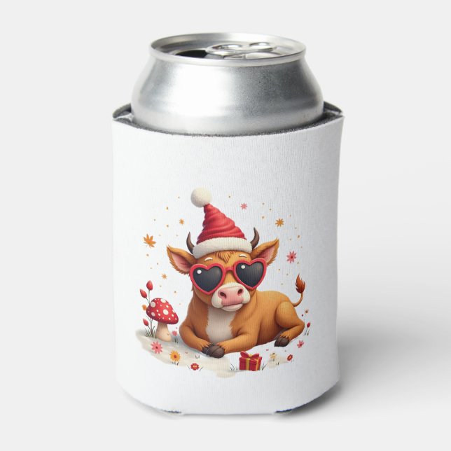 Rafraîchisseur Pour Canette Fall Highland Cow Pumpkin Bow Christmas Girls Kids (Can devant)