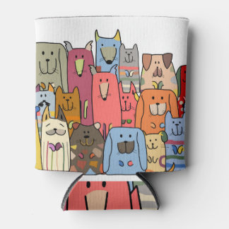 Rafraîchisseur Pour Canette Famille de chiens amusants : motif sans soudure.