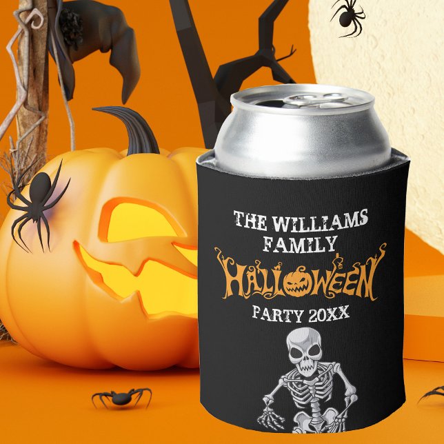 Rafraîchisseur Pour Canette Famille personnalisée Halloween Parti annuel Skele (Créateur téléchargé)