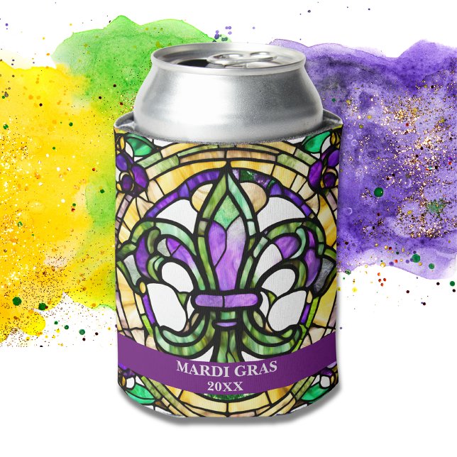Rafraîchisseur Pour Canette Faux Couché Verre Mardi Gras Floral (Créateur téléchargé)