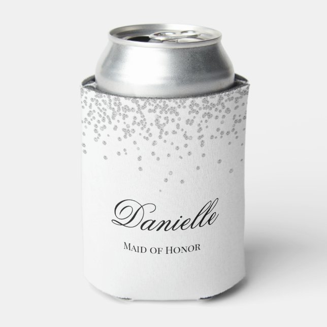 Rafraîchisseur Pour Canette Faux Diamond Blanc et Noir Élégant Personnalisé (Can devant)