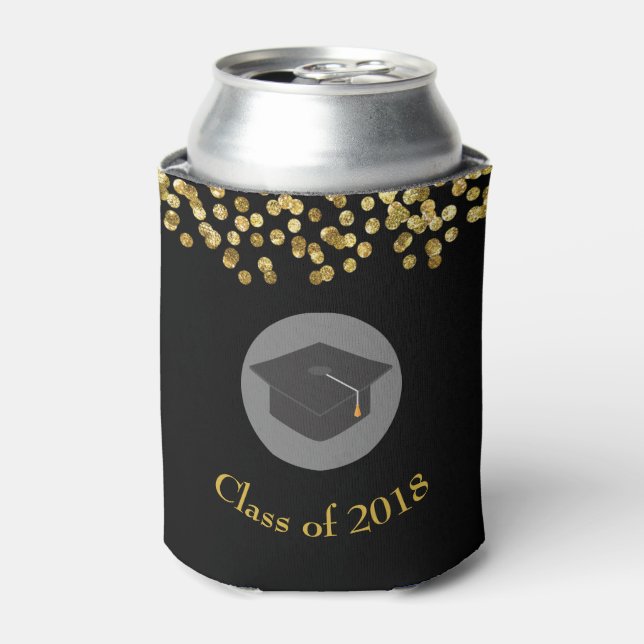 Rafraîchisseur Pour Canette Faux Gold Confetti & Graduation Cap Classe de 20xx (Can devant)