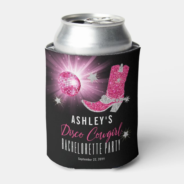 Rafraîchisseur Pour Canette Faux Parties scintillant Disco Rose Cowgirl Bachel (Can devant)