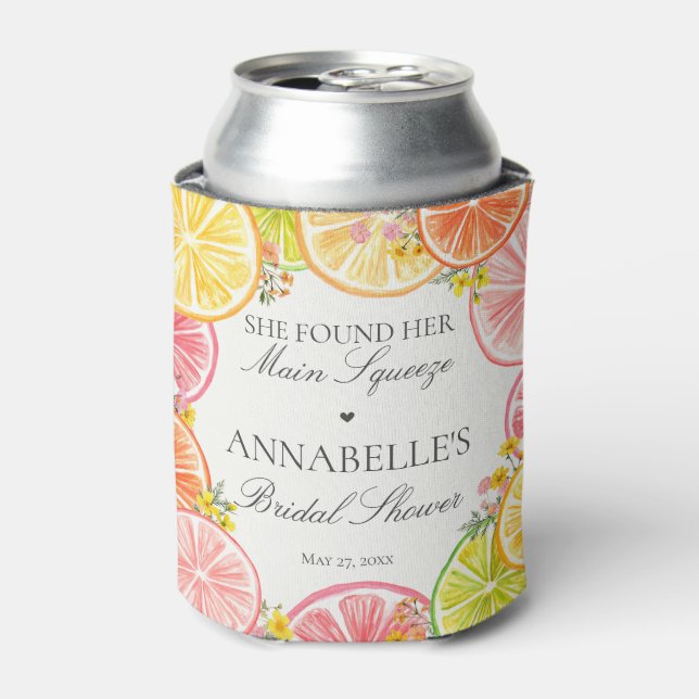 Rafraîchisseur Pour Canette Faveurs de mariage Citrus Floral Main Squeeze (Can devant)