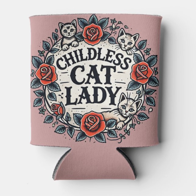 Rafraîchisseur Pour Canette Femme au chat sans enfant (Devant)